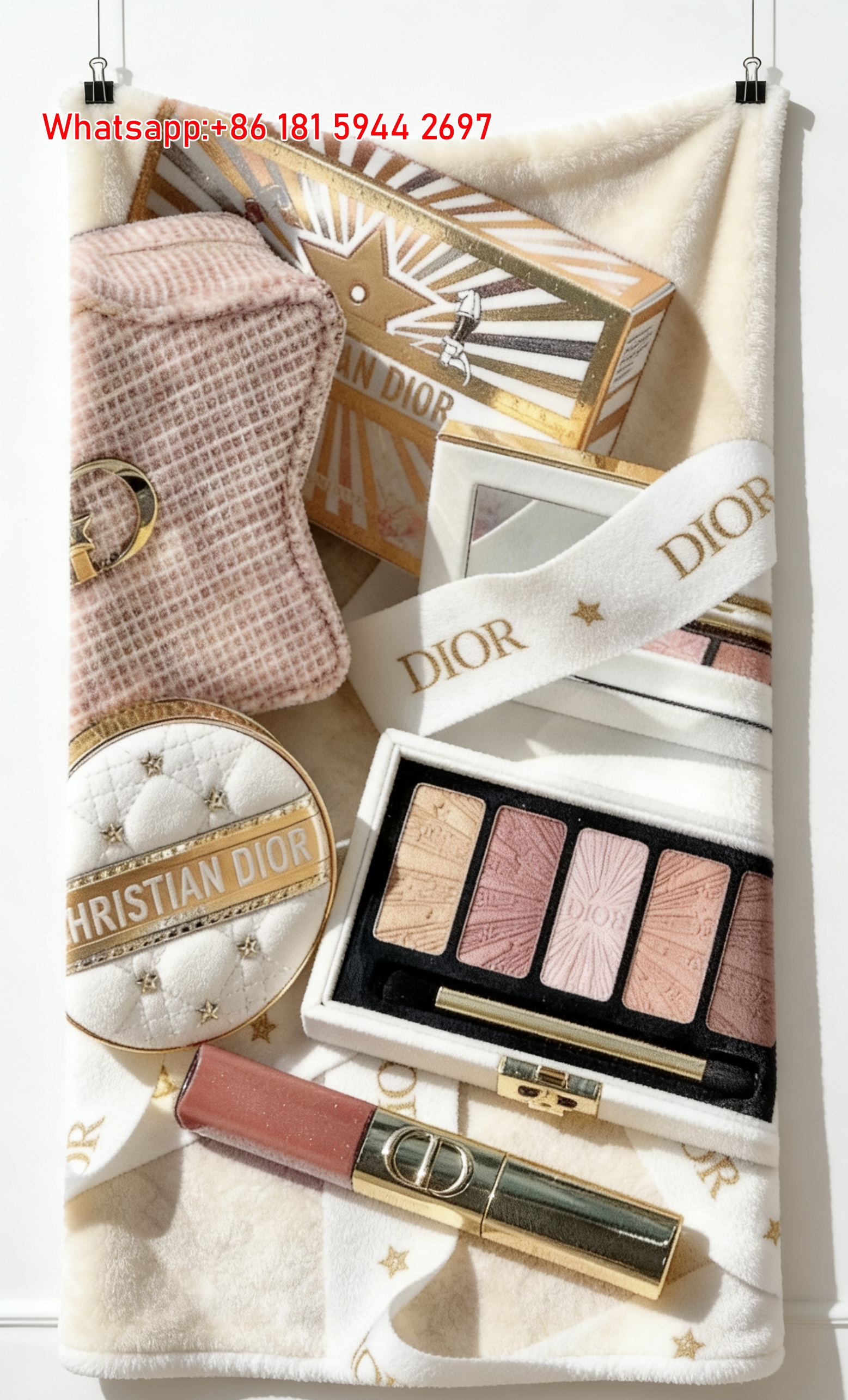 Christian Dior Eyeshadow & Lipstick Makeup Set Flannel Sofa Throw Blanket D185